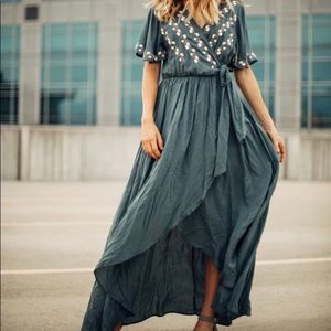 piper & scoot parklan embroidered wrap dress